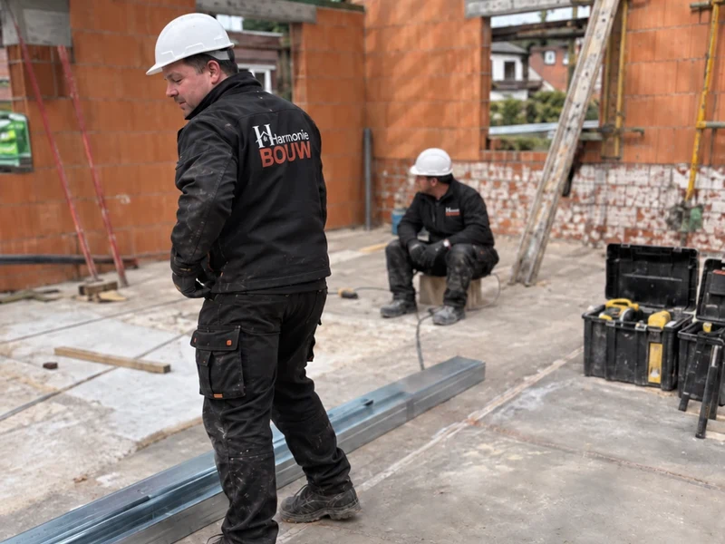 Vakman op de ruwbouw van een nieuwe verdieping