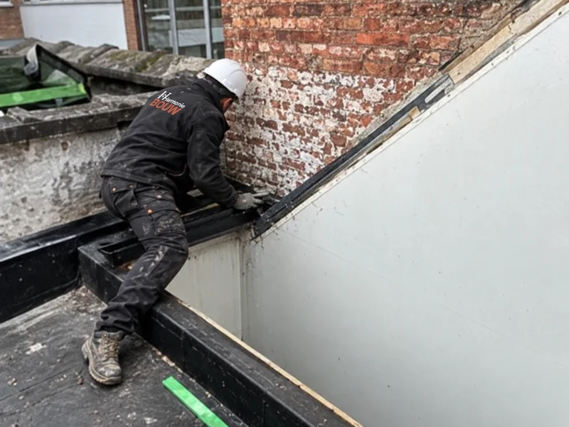 vakman monteert nieuwe hanggoot, project in Mechelen