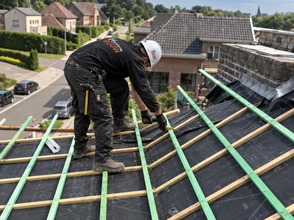 Ploeg van Harmonie Bouw aan het werk in Hasselt